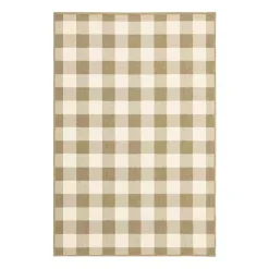 Discount Kirklands Home Buffalo Check Outdoor Area Rug, 5x7 Tan