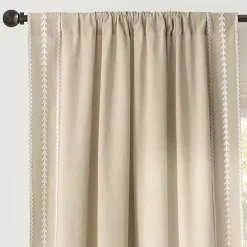Sale Kirklands Home Embroidered Ric Rac Curtain Panel, 84 in. Tan