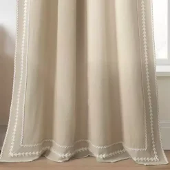 Sale Kirklands Home Embroidered Ric Rac Curtain Panel, 84 in. Tan