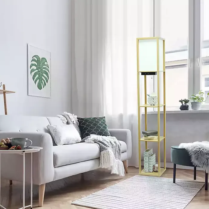 Sale Kirklands Home Etagere Shelf Charging Floor Lamp Tan