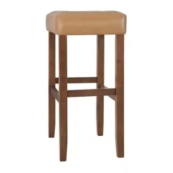Outlet Kirklands Home Faux Leather Madison Walnut Bar Stool Tan