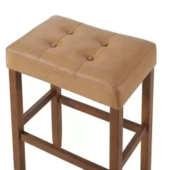 Outlet Kirklands Home Faux Leather Madison Walnut Bar Stool Tan