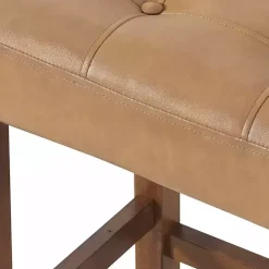 Outlet Kirklands Home Faux Leather Madison Walnut Bar Stool Tan