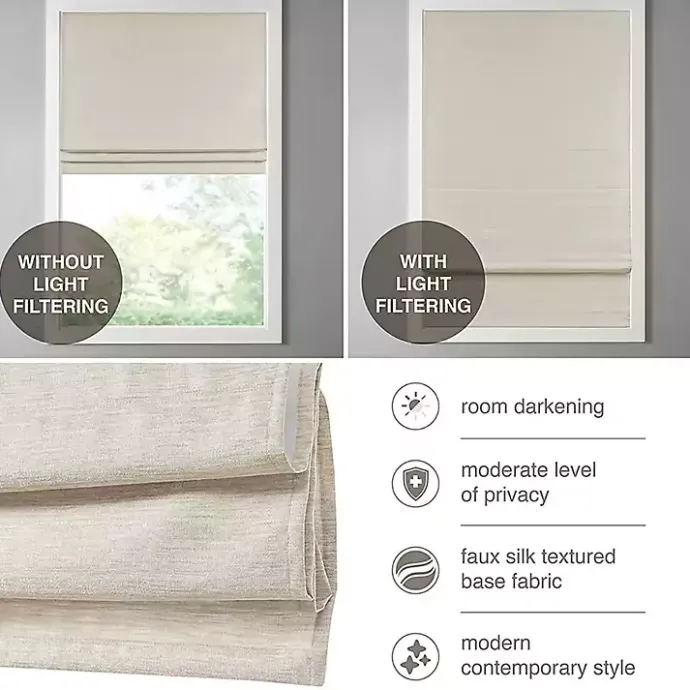 Online Kirklands Home Faux Silk Room Darkening Roman Shade, 33 in. Tan