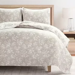 Clearance Kirklands Home Tan Floral Reversible 3-pc. Full/Queen Quilt Set