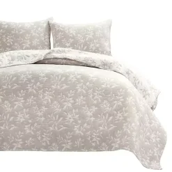 Clearance Kirklands Home Tan Floral Reversible 3-pc. Full/Queen Quilt Set