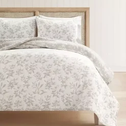 Clearance Kirklands Home Tan Floral Reversible 3-pc. Full/Queen Quilt Set