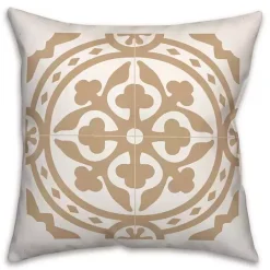 New Kirklands Home Tan Medallion Tile Indoor/Outdoor Pillow