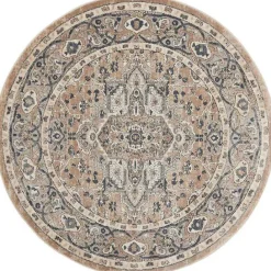 Hot Kirklands Home Tan Navaro Medallion Round Area Rug, 5 ft.