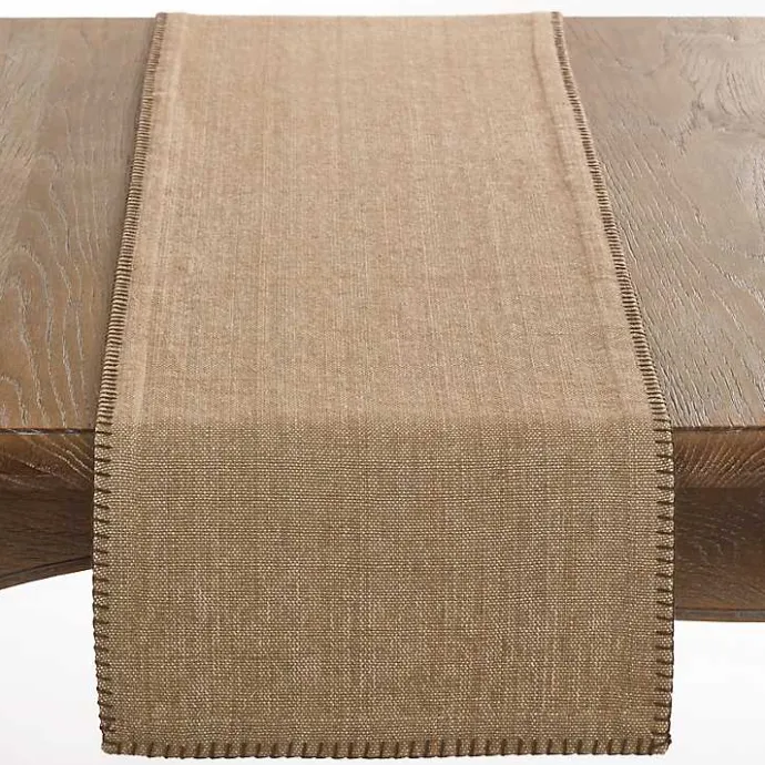Best Kirklands Home Overcast Stitch Cotton Table Runner Tan