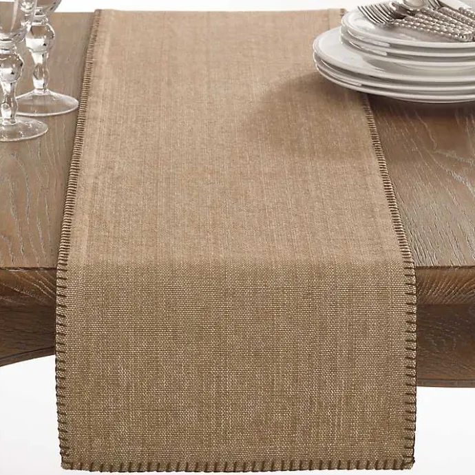 Best Kirklands Home Overcast Stitch Cotton Table Runner Tan