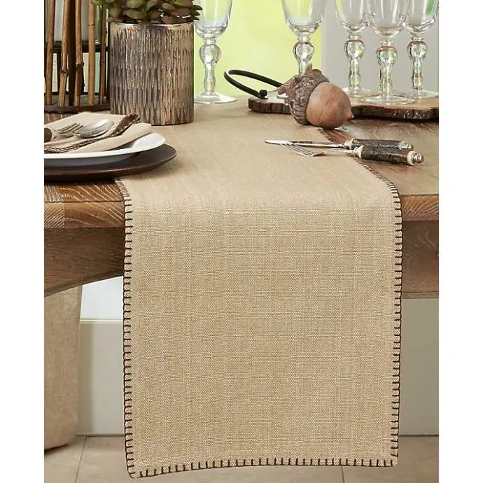 Best Kirklands Home Overcast Stitch Cotton Table Runner Tan