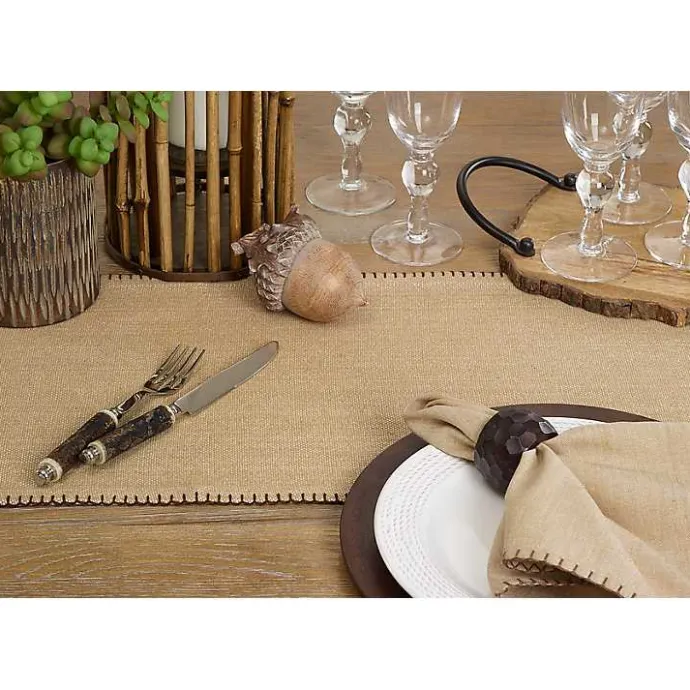 Best Kirklands Home Overcast Stitch Cotton Table Runner Tan