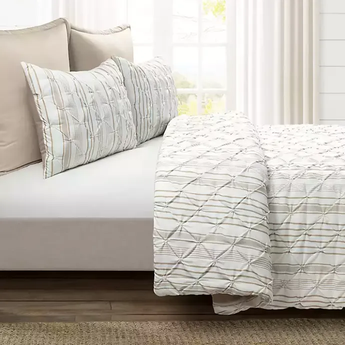 Best Kirklands Home Tan Pintuck Stripe King 5-pc. Comforter Set