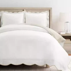 Discount Kirklands Home Tan Scallop Edge 3-pc. Full/Queen Duvet Cover Set