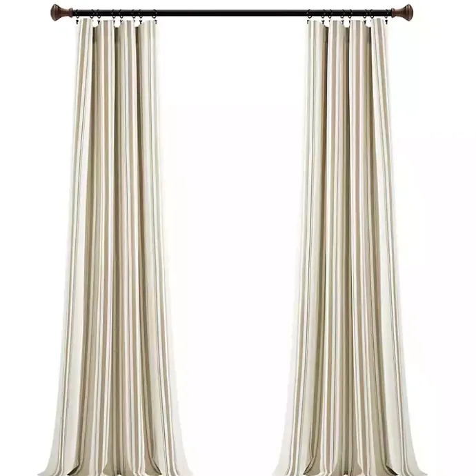 Outlet Kirklands Home Stripe Farmhouse Curtain Panel Set, 95 in. Tan