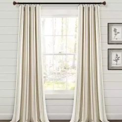 Outlet Kirklands Home Stripe Farmhouse Curtain Panel Set, 95 in. Tan