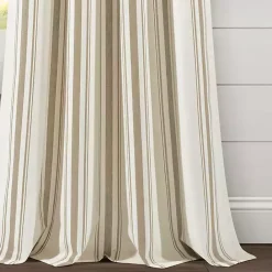 Outlet Kirklands Home Stripe Farmhouse Curtain Panel Set, 95 in. Tan