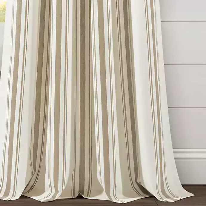 Outlet Kirklands Home Stripe Farmhouse Curtain Panel Set, 95 in. Tan