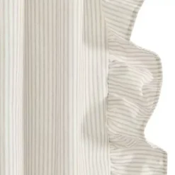 New Kirklands Home Tan Stripe Ruffled Curtain Panel Set, 84 in.