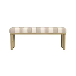Best Kirklands Home Tan Striped Upholstered Wood Leg Bench