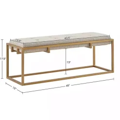 Kirklands Home Tufted Bronze Metal Bench Tan