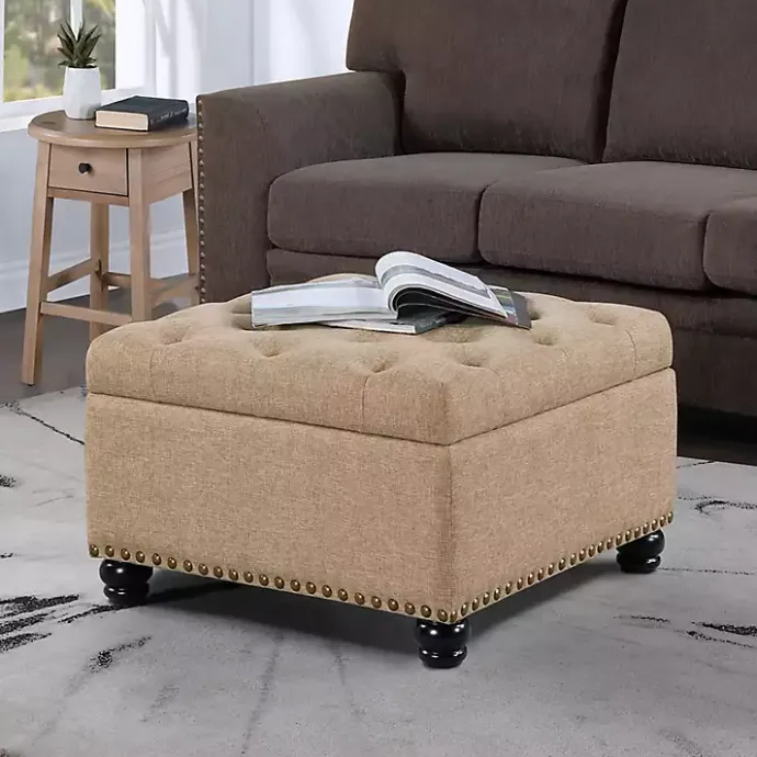 Sale Kirklands Home Upholstered Ava Coffee Table Ottoman Tan