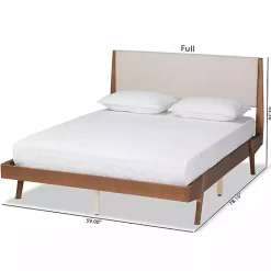 Sale Kirklands Home Tan Upholstered Brown Wood Full Platform Bed