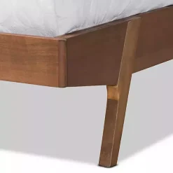 Hot Kirklands Home Tan Upholstered Brown Wood Queen Platform Bed