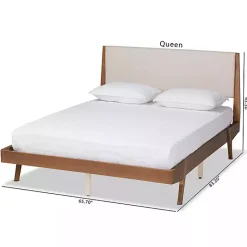 Hot Kirklands Home Tan Upholstered Brown Wood Queen Platform Bed