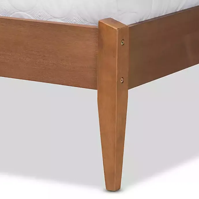 Best Kirklands Home Tan Upholstered Brown Wood King Platform Bed