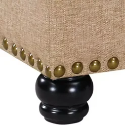 Kirklands Home Upholstered Carey Storage Ottoman Bench Tan