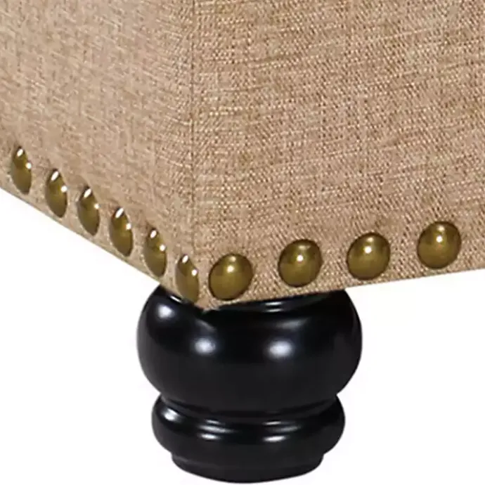 Kirklands Home Upholstered Carey Storage Ottoman Bench Tan