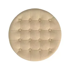 Kirklands Home Woven Upholstered Tufted Storage Ottoman Tan
