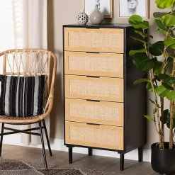 Best Kirklands Home Tara Two-Tone Espresso Rattan Chest