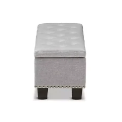 Online Kirklands Home Taupe Button-Tufted Upholstered Storage Bench Tan