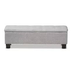 Online Kirklands Home Taupe Button-Tufted Upholstered Storage Bench Tan
