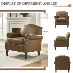Online Kirklands Home Taupe Faux Leather Nailhead Taylor Armchair Brown