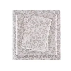 Sale Kirklands Home Taupe Leopard Print Satin 4-pc. King Sheet Set