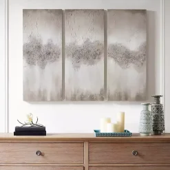 Sale Kirklands Home Taupe Luminous Embellished Art Print, Set of 3 Tan