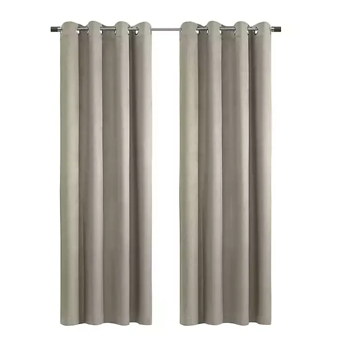 Kirklands Home Taupe Paris Velvet Blackout Curtain Panel, 108 in. Tan