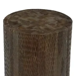 Hot Kirklands Home Teak Wood Drum Accent Table Brown