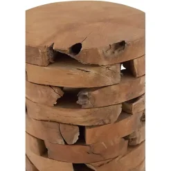 Sale Kirklands Home Teak Wood Stacked Round Accent Table Brown