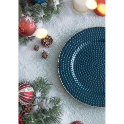 Outlet Kirklands Home Teal and Gold Hobnail Chargers, Set of 4 Blue