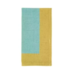 Hot Kirklands Home Teal and Mustard Colorblock Napkins, Set of 4