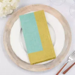 Hot Kirklands Home Teal and Mustard Colorblock Napkins, Set of 4