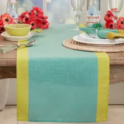 Clearance Kirklands Home Teal and Mustard Colorblock Table Runner