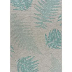 Online Kirklands Home Teal and Tan Falling Ferns Outdoor Area Rug, 5x7