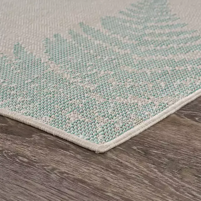 Online Kirklands Home Teal and Tan Falling Ferns Outdoor Area Rug, 5x7