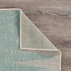 Online Kirklands Home Teal and Tan Falling Ferns Outdoor Area Rug, 5x7